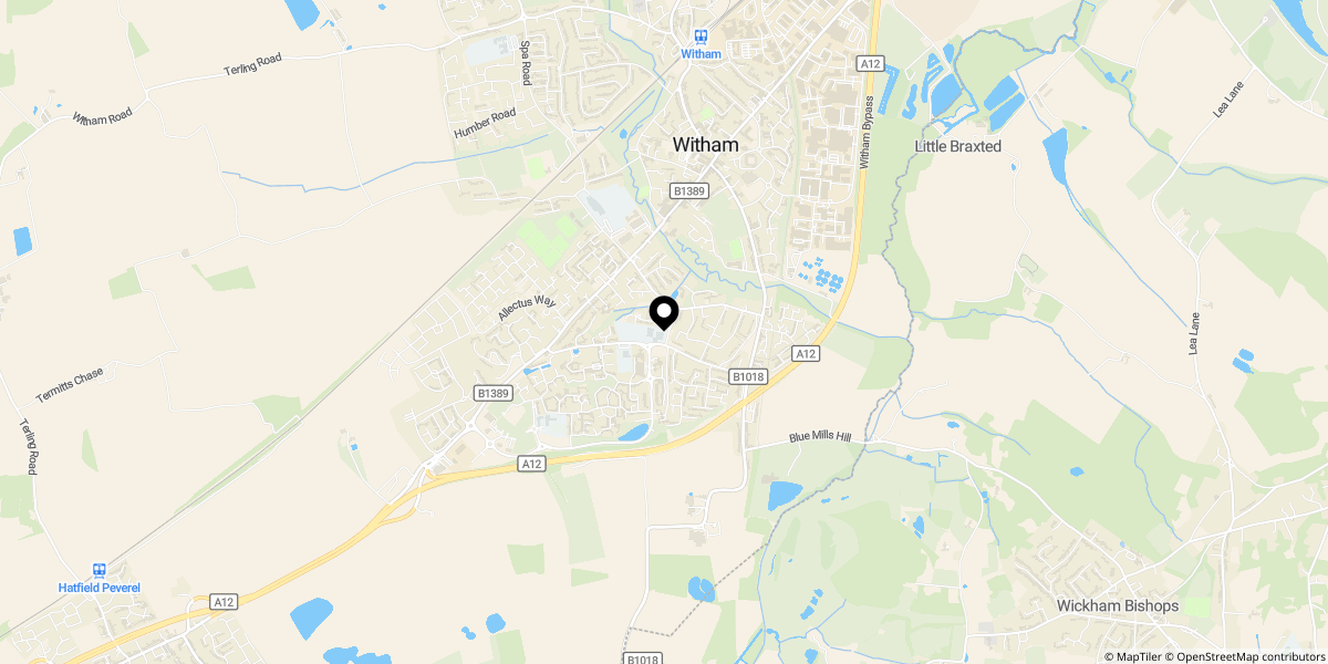 Approximate location of Howbridge Road, Witham, CM8 1DA